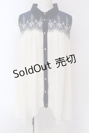 画像: axes femme / ヨーク刺繍イレヘムチュニック M キナリ×ネイビー O-25-03-29-022-AX-TO-OW-OS