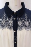画像2: axes femme / ヨーク刺繍イレヘムチュニック M キナリ×ネイビー O-25-03-29-022-AX-TO-OW-OS (2)