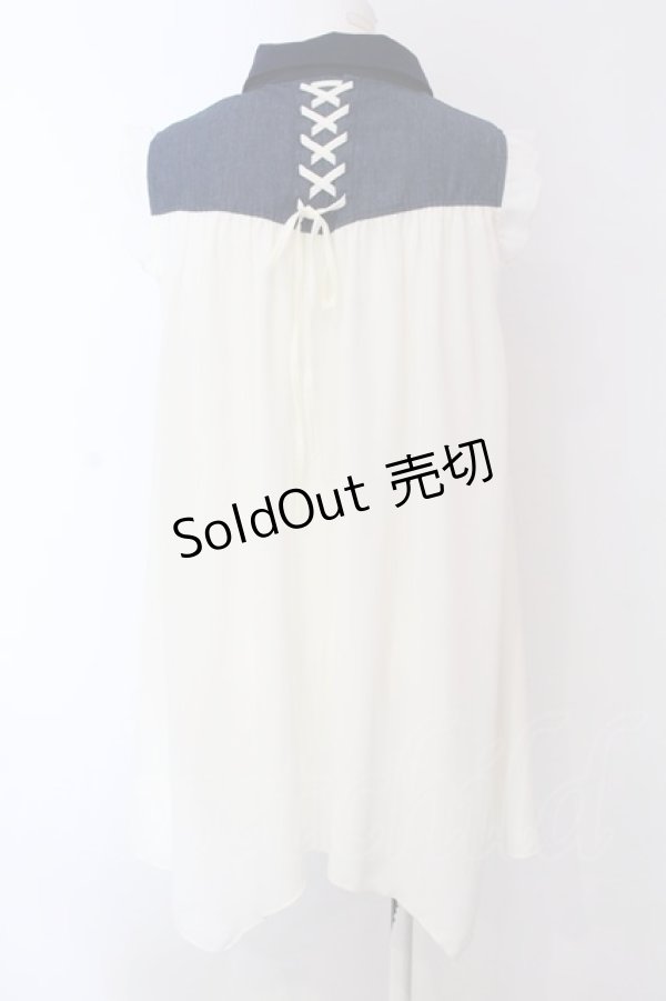 画像3: axes femme / ヨーク刺繍イレヘムチュニック M キナリ×ネイビー O-25-03-29-022-AX-TO-OW-OS (3)