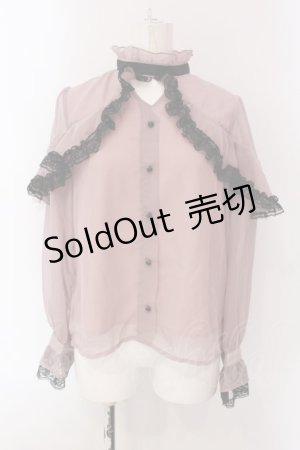 画像: Rojita / シアーラッフル配色ブラウス  ピンク×クロ O-25-03-29-026-LO-BL-IG-OS