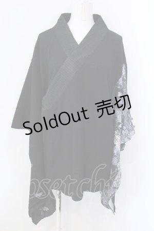画像: Qutie Frash / 2023年プレミアム 宵鶴着物チュニック  ブラック O-25-03-31-028-QU-TO-IG-OS