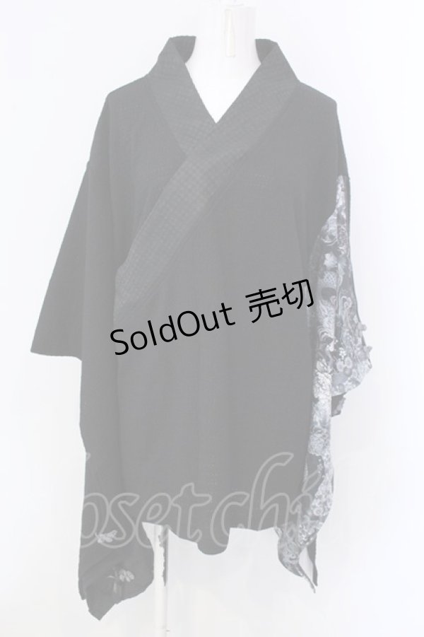 画像1: Qutie Frash / 2023年プレミアム 宵鶴着物チュニック  ブラック O-25-03-31-028-QU-TO-IG-OS (1)