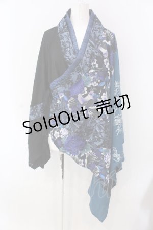 画像: Qutie Frash / 着物カーデ  ブルー O-25-03-31-030-QU-TO-IG-OS
