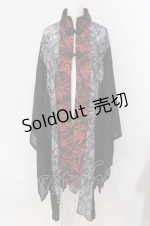 画像: Qutie Frash / チャイナ着物ロングカーデ  レッド×ブラック O-25-03-31-032-QU-JA-IG-OS