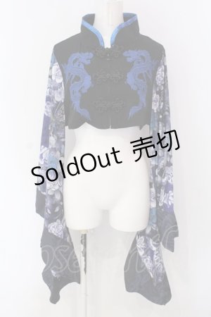 画像: Qutie Frash / チャイナ着物ショートカーデ  ブルー O-25-03-31-033-QU-TO-IG-OS