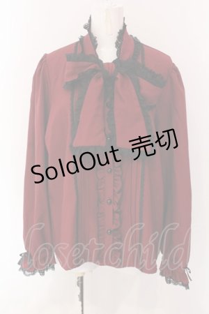 画像: DearMyLoveWhip / レースフリルたっぷり上品ボウタイリボンブラウス 4L ボルドー O-25-03-31-050-LO-BL-IG-OS