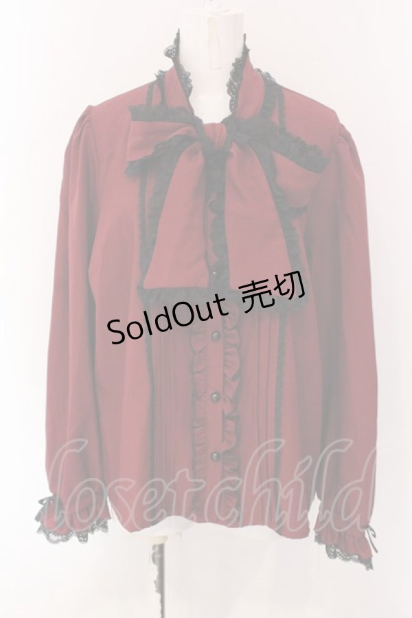 画像1: DearMyLoveWhip / レースフリルたっぷり上品ボウタイリボンブラウス 4L ボルドー O-25-03-31-050-LO-BL-IG-OS (1)