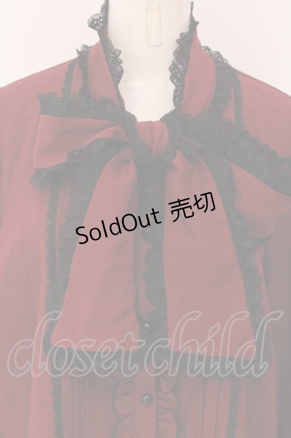 画像2: DearMyLoveWhip / レースフリルたっぷり上品ボウタイリボンブラウス 4L ボルドー O-25-03-31-050-LO-BL-IG-OS (2)