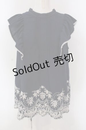 画像: axes femme / 裾刺繍ノースリブラウス M ネイビー O-25-03-31-1029-AX-BL-IG-OS
