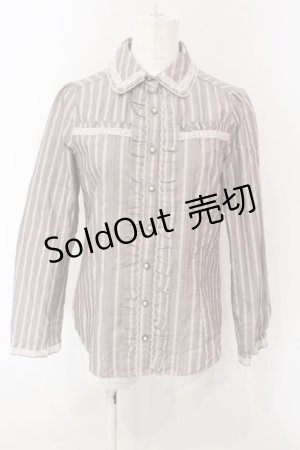 画像: axes femme / ストライプ柄ブラウス M モカ O-25-03-31-1035-AX-BL-IG-OS