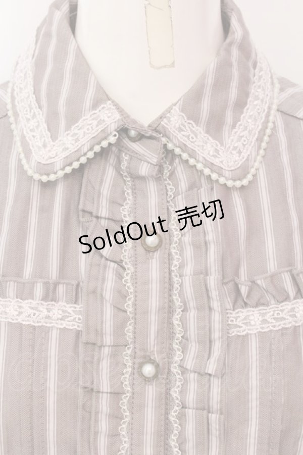画像2: axes femme / ストライプ柄ブラウス M モカ O-25-03-31-1035-AX-BL-IG-OS (2)