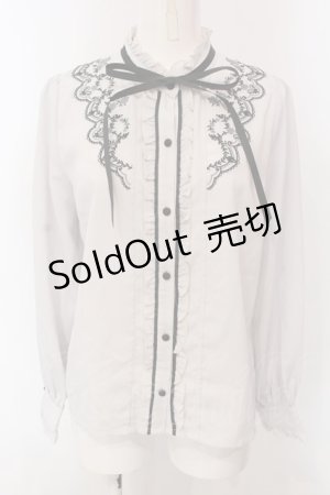 画像: axes femme / 刺繍入スタンドカラーブラウス M グレー O-25-03-31-1036-AX-BL-IG-OS