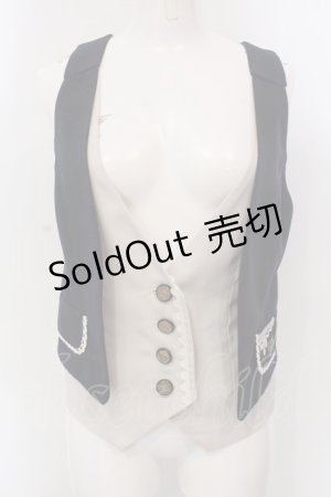画像: axes femme POETIQUE / ハートチョコ刺繍重ね着風ベスト M ネイビー×アイボリー O-25-03-31-1037-AX-TO-IG-OS