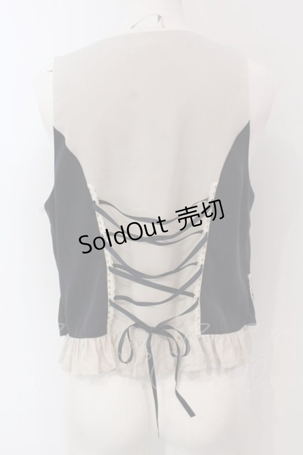 画像3: axes femme POETIQUE / ハートチョコ刺繍重ね着風ベスト M ネイビー×アイボリー O-25-03-31-1037-AX-TO-IG-OS (3)