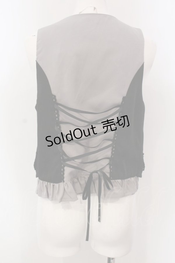 画像3: axes femme POETIQUE / ハートチョコ刺繍重ね着風ベスト M クロ×グレー O-25-03-31-1038-AX-TO-IG-OS (3)