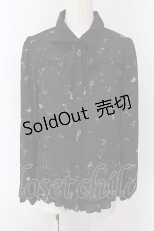 画像: axes femme / 星座柄シフォンンブラウス M クロ O-25-03-31-1039-AX-BL-IG-OS