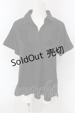 画像: axes femme / スキッパー襟カットシャツ M クロ O-25-03-31-1040-AX-BL-IG-OS