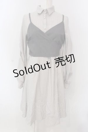 画像: axes femme POETIQUE / ビスチェ付きシャツワンピース M グレー×ベージュ系 O-25-03-31-1041-AX-OP-IG-OS