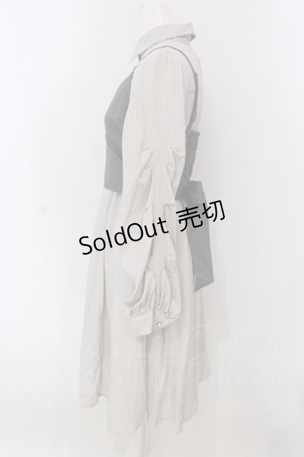 画像2: axes femme POETIQUE / ビスチェ付きシャツワンピース M グレー×ベージュ系 O-25-03-31-1041-AX-OP-IG-OS (2)