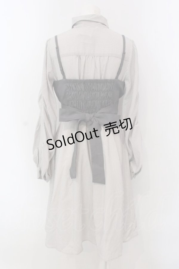 画像3: axes femme POETIQUE / ビスチェ付きシャツワンピース M グレー×ベージュ系 O-25-03-31-1041-AX-OP-IG-OS (3)