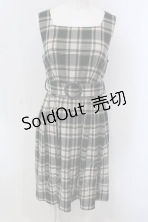 画像: axes femme POETIQUE / チェック柄ベルト付きチュニ M グリーン O-25-03-31-1042-AX-OP-IG-OS
