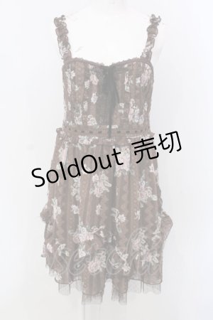 画像: axes femme / 花柄×レースptチュニック  ブラウン O-25-03-31-1055-AX-OP-IG-OS