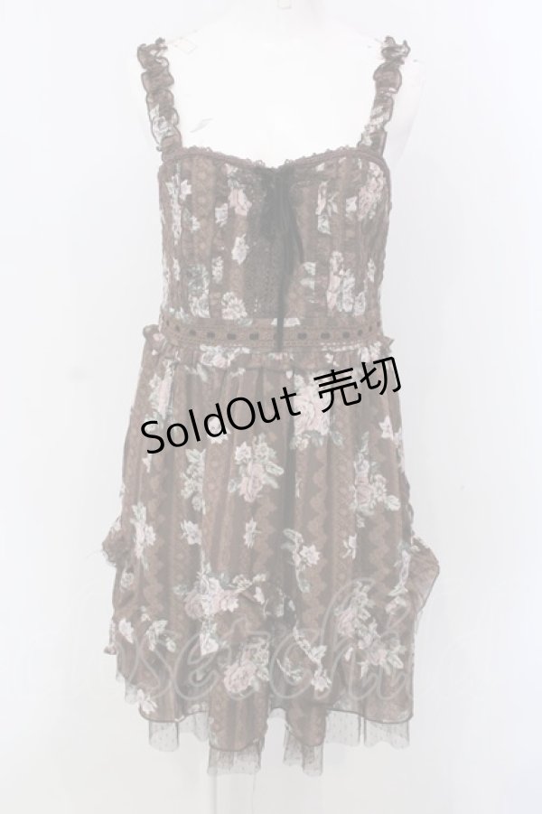 画像1: axes femme / 花柄×レースptチュニック  ブラウン O-25-03-31-1055-AX-OP-IG-OS (1)