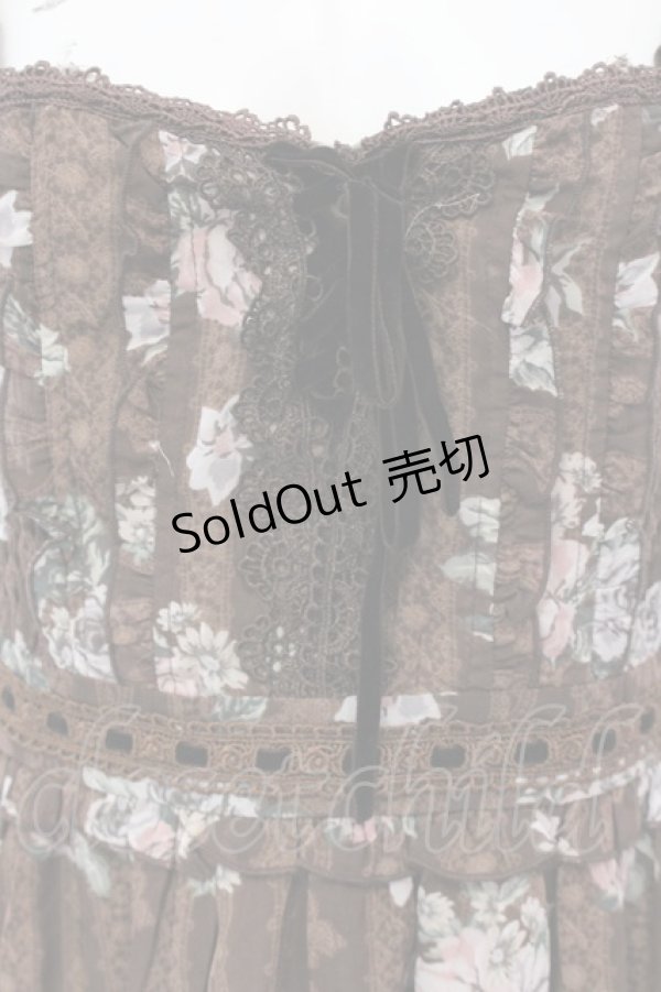 画像2: axes femme / 花柄×レースptチュニック  ブラウン O-25-03-31-1055-AX-OP-IG-OS (2)