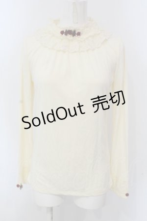 画像: axes femme / バラモチーフ付きボトルネックプルオーバー M アイボリー O-25-03-31-1057-AX-TO-IG-OS