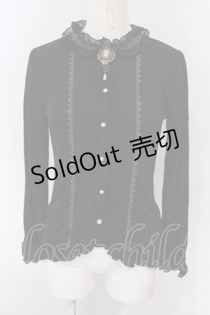 画像: axes femme / ブローチ付ブラウス風プルオーバー M クロ O-25-03-31-1058-AX-TO-IG-OS