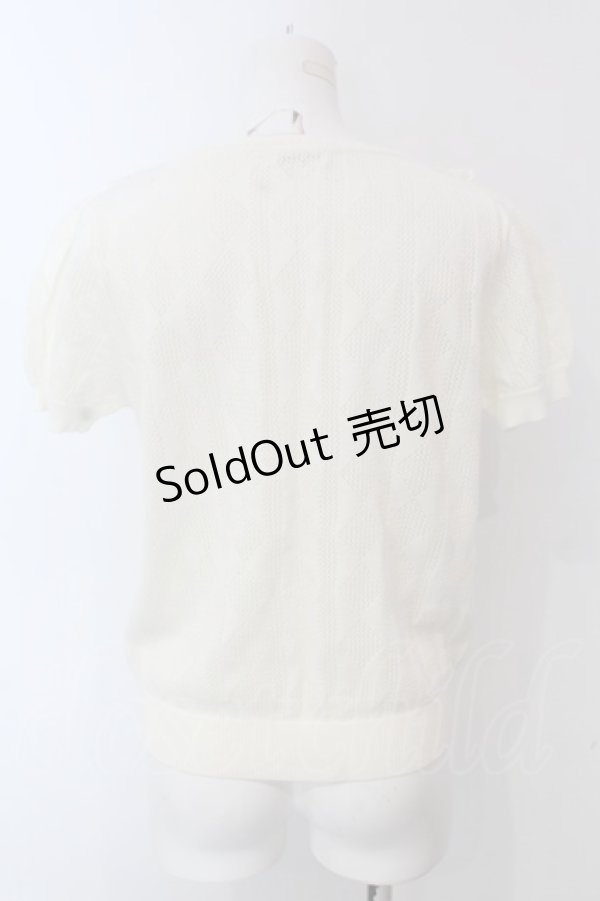 画像3: axes femme / 巻き薔薇透かし半袖ニットトップス M アイボリー O-25-03-31-1060-AX-TO-IG-OS (3)