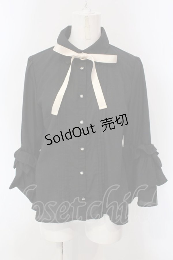 画像1: axes femme POETIQUE / ボリューム袖ブラウス M クロ O-25-03-31-1062-AX-BL-IG-OS (1)