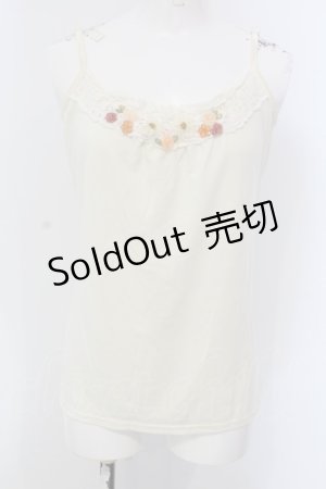 画像: axes femme / オーガンジーフラワーキャミソール  アイボリー O-25-03-31-1012-AX-TO-IG-OS