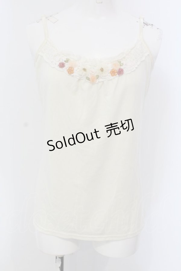 画像1: axes femme / オーガンジーフラワーキャミソール  アイボリー O-25-03-31-1012-AX-TO-IG-OS (1)