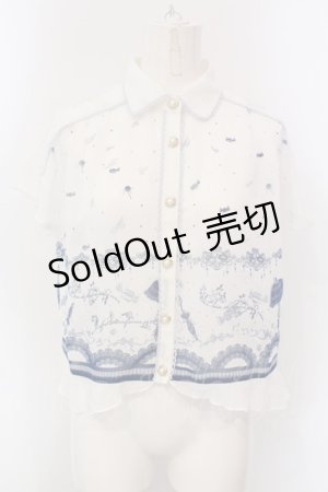 画像: axes femme POETIQUE / アンブレラプリントブラウス M シロ×ブルー O-25-03-31-1015-AX-BL-IG-OS