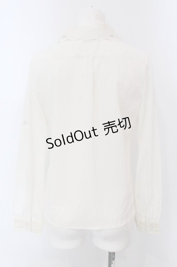 画像3: axes femme / カッティング刺繍襟リボン付きブラウス【リボン欠品】 M オフシロ O-25-03-31-1016-AX-BL-IG-OS (3)