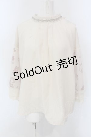 画像: axes femme / ミュシャ チュール袖ブラウス M ベージュ O-25-03-31-1018-AX-BL-IG-OS
