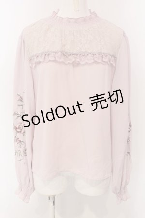 画像: axes femme / 袖バラ刺繍ブラウス M ピンク O-25-03-31-1022-AX-BL-IG-OS