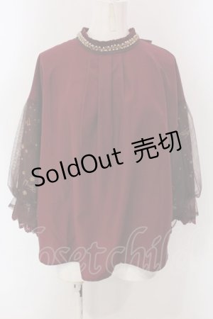 画像: axes femme / ミュシャ チュール袖ブラウス M ワイン O-25-03-31-1025-AX-BL-IG-OS