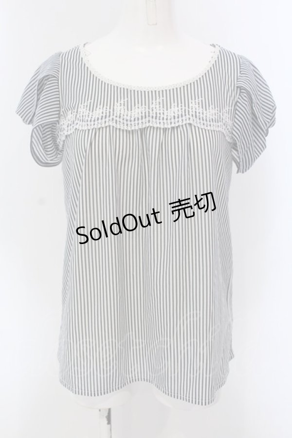 画像1: axes femme / ストライプ柄トップス M ネイビー O-25-03-31-1027-AX-TO-IG-OS (1)