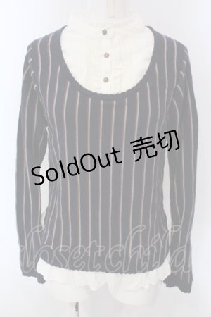 画像: axes femme / レジメブロッキングニットプルオーバー M ネイビー O-25-03-31-1028-AX-TO-IG-OS