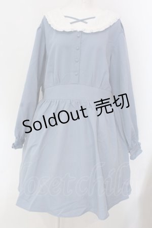 画像: Taberuno Sky / レース襟のブルーミニ丈ワンピース ワンサイズ/3L-4L-5L相当 ブルー O-25-03-31-006-LO-OP-IG-OS
