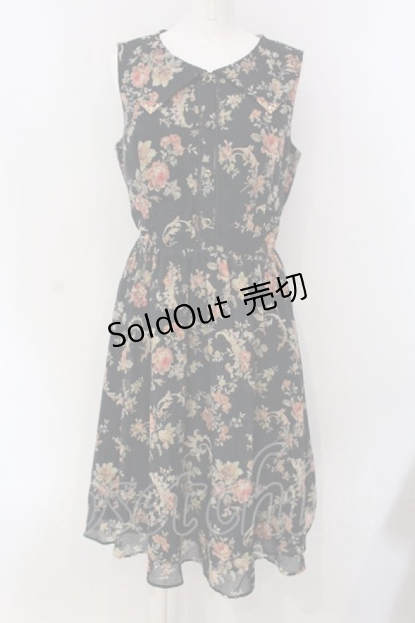 画像1: axes femme / 花柄セーラーワンピース M ネイビー O-25-03-31-067-AX-OP-IG-OS (1)