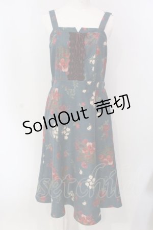 画像: axes femme / バスケットブーケ柄ジャンスカ  グリーン O-25-03-31-068-AX-OP-IG-OS