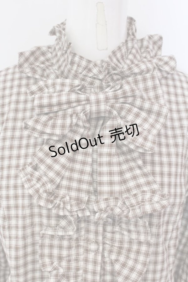 画像2: axes femme kawaii / チェック柄ブラウス M ベージュ O-25-03-31-069-AX-BL-IG-OS (2)