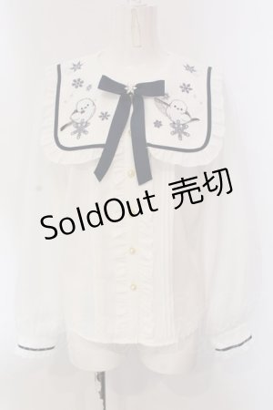 画像: Amavel / Snow Fairy Crystalフリルブラウス F シロ×ネイビー O-25-03-31-078-CA-BL-OW-OS
