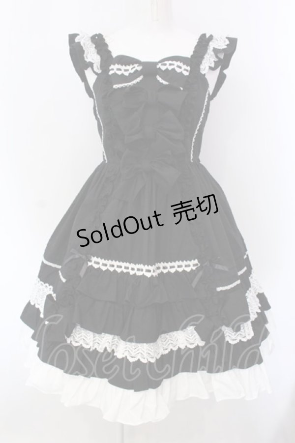 画像1: Angelic Pretty / Sweetフリルジャンパースカート  クロ×シロ O-25-03-31-014-AP-OP-IG-OS (1)