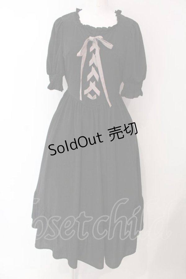画像1: m petit by misako / AMレースアップワンピース S クロ O-25-03-31-018-LO-OP-OW-OS (1)