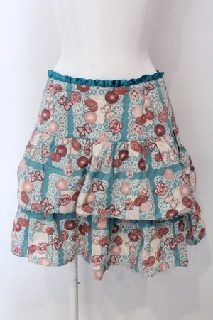 画像: Emily Temple cute / レースペーパー＆クッキープリントスカート  サックス O-25-03-31-024-ET-SK-IG-OS