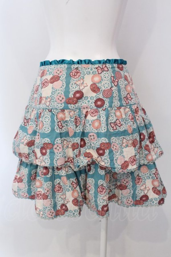 画像4: Emily Temple cute / レースペーパー＆クッキープリントスカート  サックス O-25-03-31-024-ET-SK-IG-OS (4)